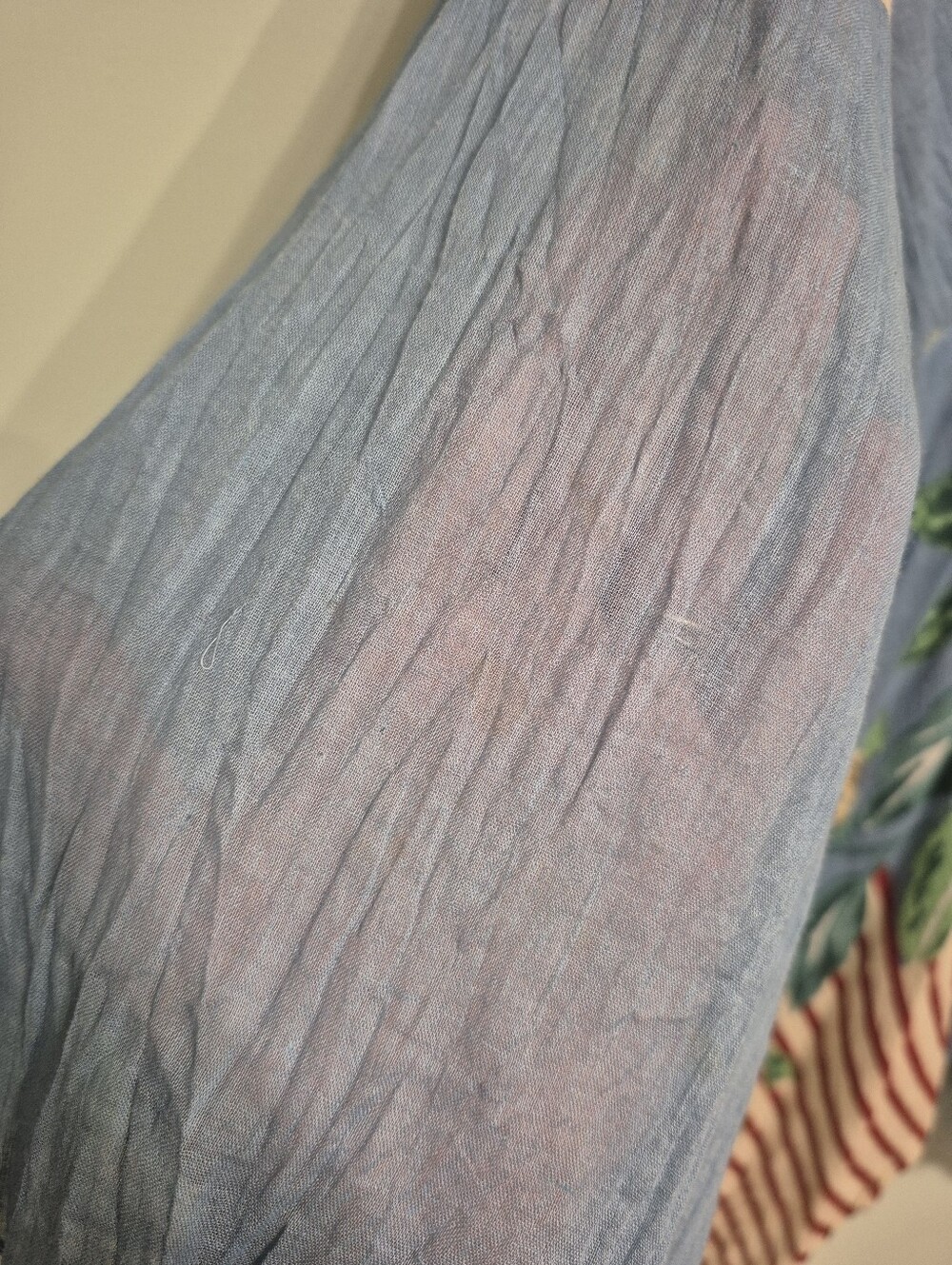 Orange Women's Boho Festival Blue Floral Striped Lace-Up V-Neck Tunic Size S/M - Picture 5 of 11